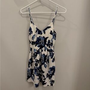 Monteau Blue and White Floral Mini Dress